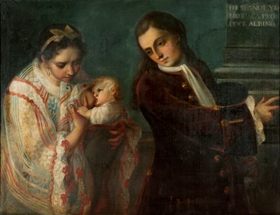 Espagnol et Morisca produisent un albinos, vers 1715 - Juan Rodríguez Juárez